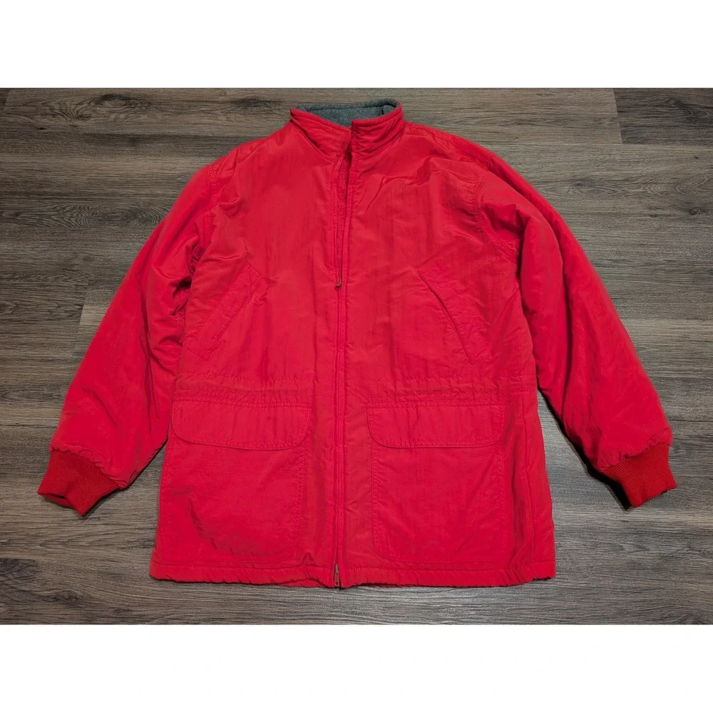 Vintage J Crew Oarsman‎ Logo Lined Insulated Jacket Mens Size M Made USA Red